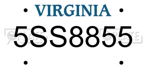 5SS8855 Virginia License Plate