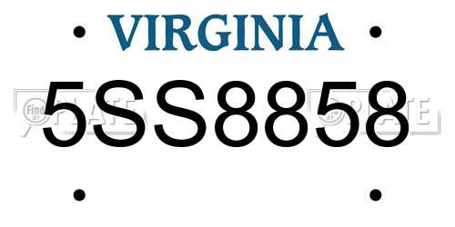 5SS8858 Virginia License Plate