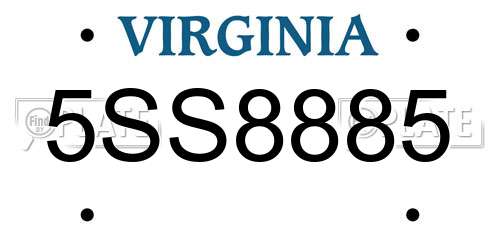 5SS8885 Virginia License Plate