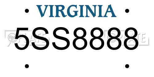 5SS8888 Virginia License Plate