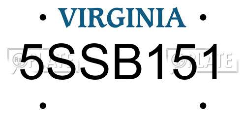 5SSB151 Virginia License Plate