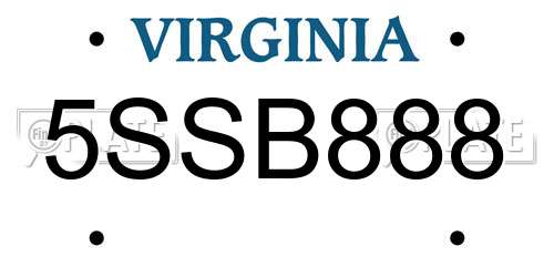 5SSB888 Virginia License Plate
