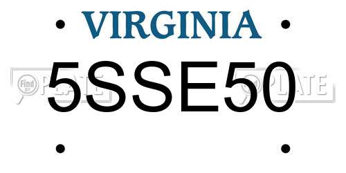 5SSE50 Virginia License Plate