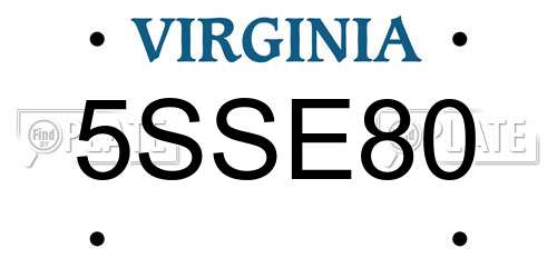 5SSE80 Virginia License Plate