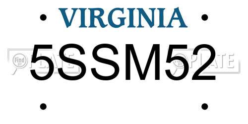 5SSM52 Virginia License Plate