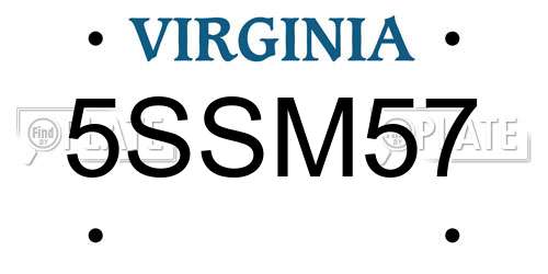 5SSM57 Virginia License Plate