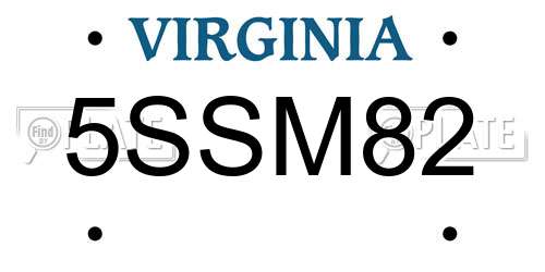 5SSM82 Virginia License Plate