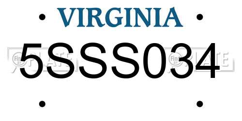 5SSS034 Virginia License Plate