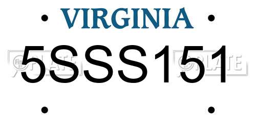 5SSS151 Virginia License Plate