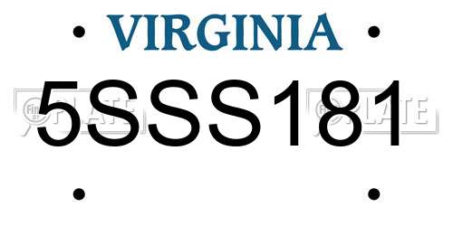 5SSS181 Virginia License Plate