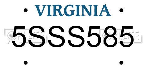 5SSS585 Virginia License Plate