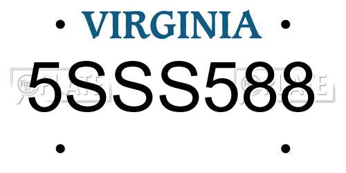 5SSS588 Virginia License Plate