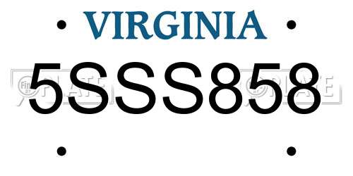 5SSS858 Virginia License Plate