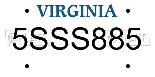 5SSS885 Virginia License Plate