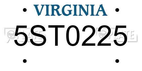 5ST0225 Virginia License Plate
