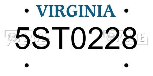 5ST0228 Virginia License Plate