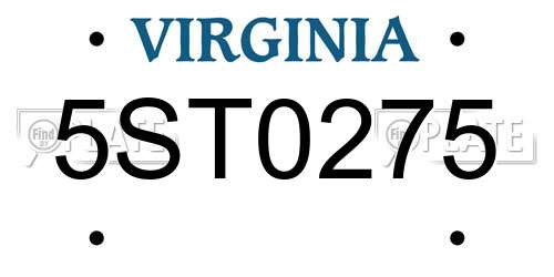 5ST0275 Virginia License Plate