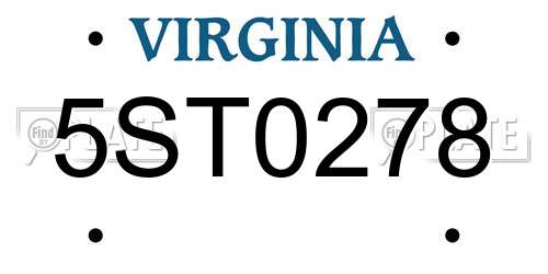 5ST0278 Virginia License Plate
