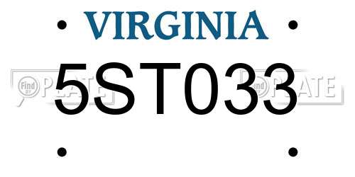 5ST033 Virginia License Plate