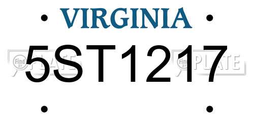 5ST1217 Virginia License Plate