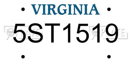 5ST1519 Virginia License Plate