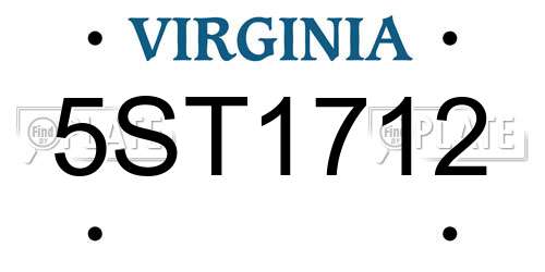 5ST1712 Virginia License Plate