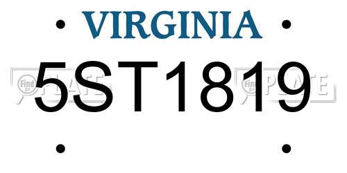 5ST1819 Virginia License Plate