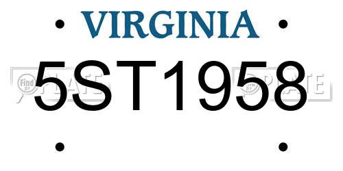5ST1958 Virginia License Plate