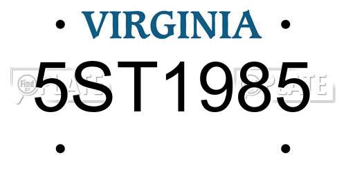 5ST1985 Virginia License Plate