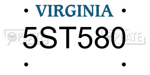 5ST580 Virginia License Plate