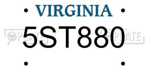 5ST880 Virginia License Plate
