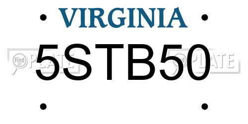 5STB50 Virginia License Plate
