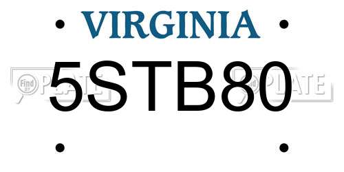 5STB80 Virginia License Plate