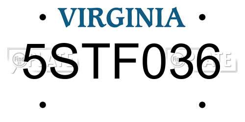 5STF036 Virginia License Plate