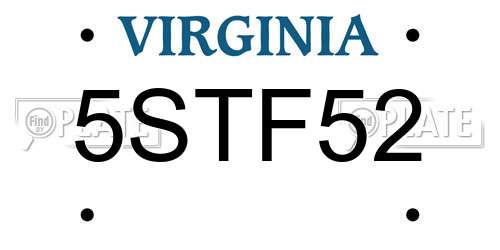 5STF52 Virginia License Plate