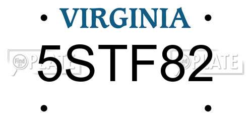 5STF82 Virginia License Plate