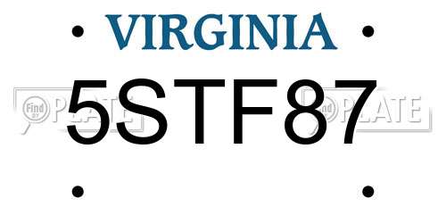 5STF87 Virginia License Plate