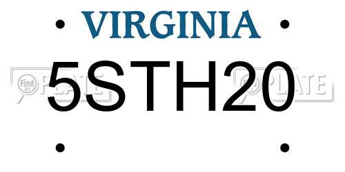 5STH20 Virginia License Plate