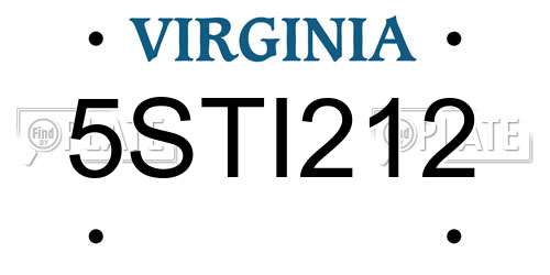 5STI212 Virginia License Plate