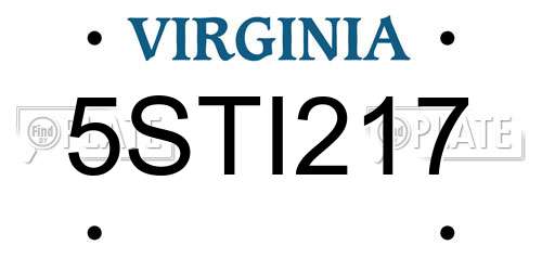 5STI217 Virginia License Plate