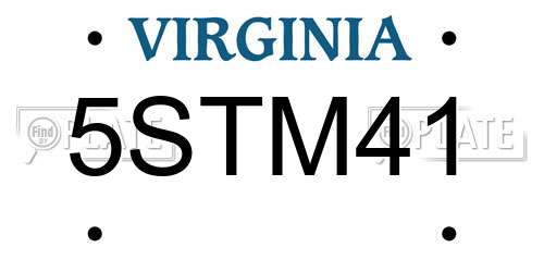 5STM41 Virginia License Plate