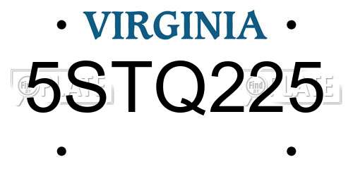 5STQ225 Virginia License Plate