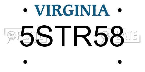 5STR58 Virginia License Plate