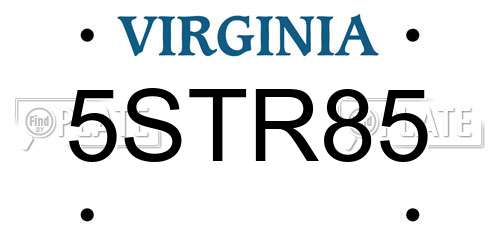 5STR85 Virginia License Plate