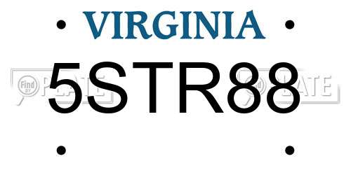 5STR88 Virginia License Plate
