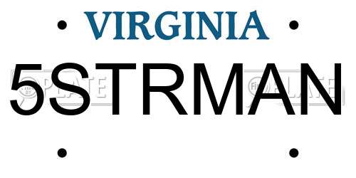 5STRMAN Virginia License Plate