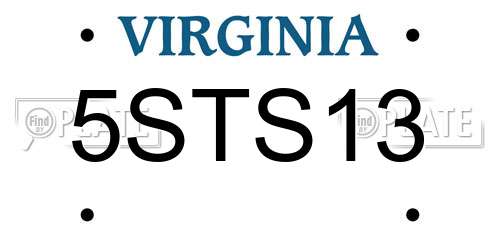 5STS13 Virginia License Plate