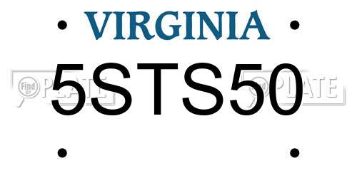 5STS50 Virginia License Plate