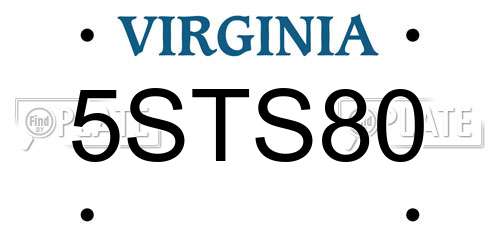5STS80 Virginia License Plate