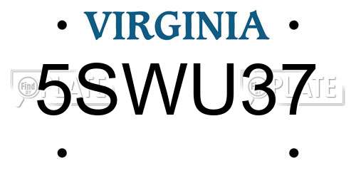5SWU37 Virginia License Plate